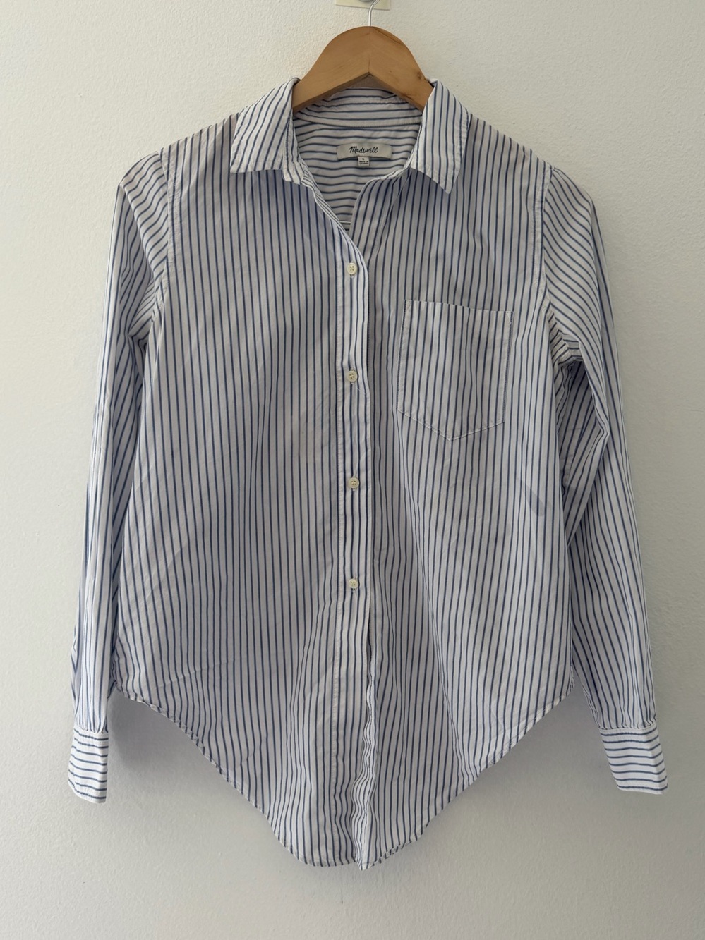 Madewell Women’s S Blue White Striped Button Down Shirt Coastal Preppy